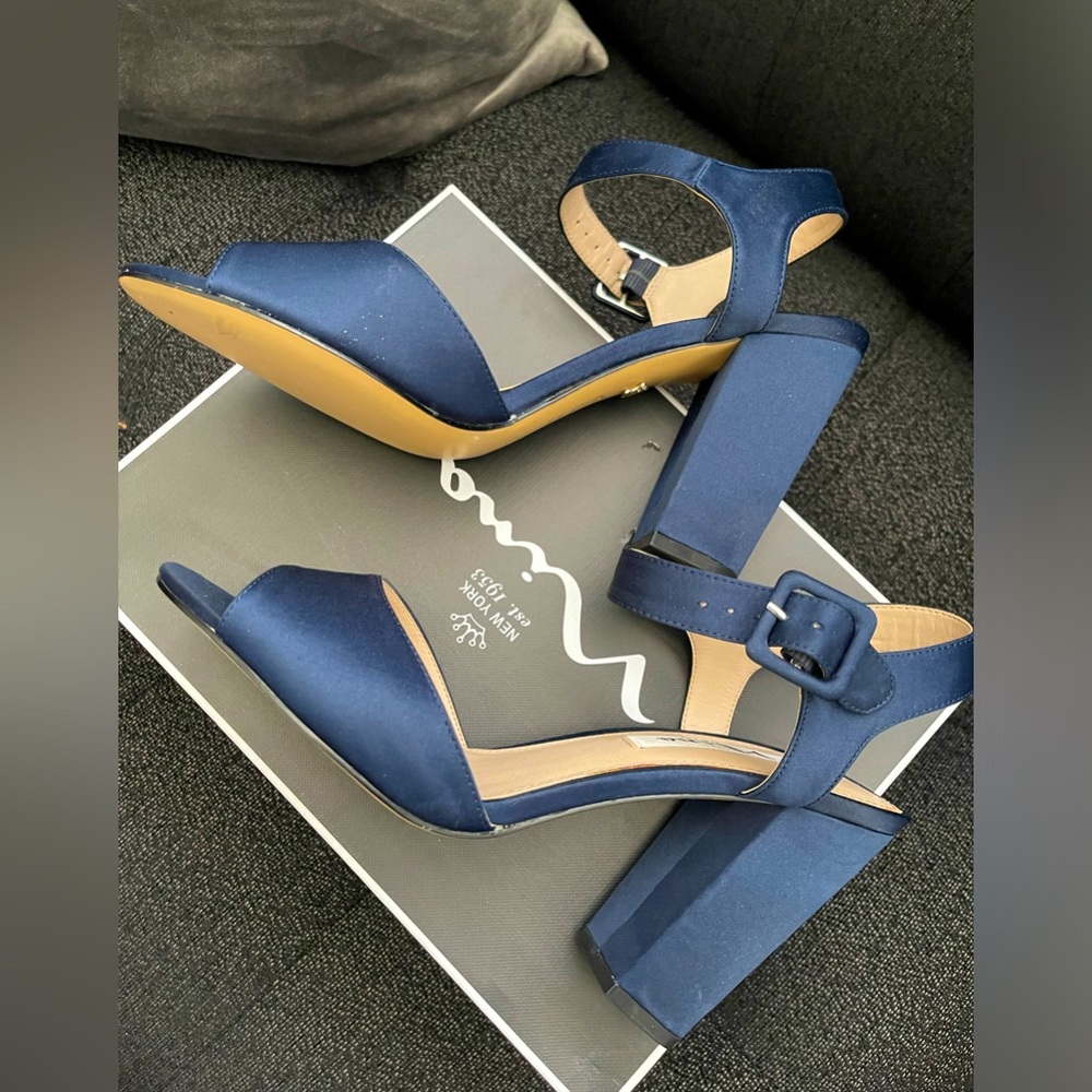 Nina Navy Sandal Heel